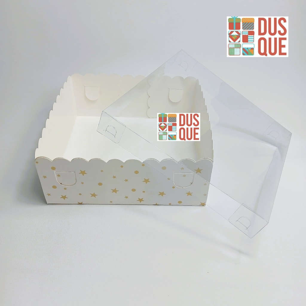 Jual Dus Kotak Kue Ivory Laminasi Motif Polkadot Emas 22x22x10cm ...