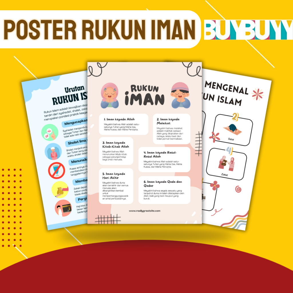 Jual Poster Edukasi Anak Tema Rukun Islam & Iman,Ukuran A3+ | Shopee ...