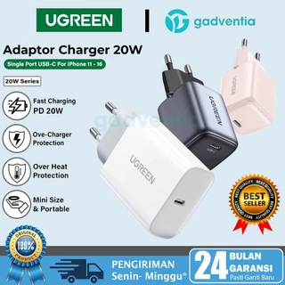 UGREEN Kepala Adaptor Charger MFI Untuk iPhone 11 12 13 14 15 Type C PD Fast Charging 30W 20W