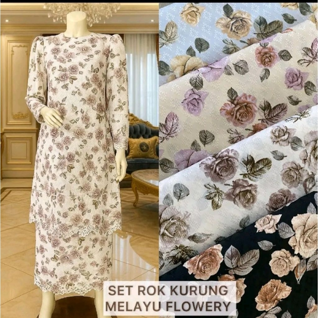Jual Set Rok Kurung Melayu Flowery | Shopee Indonesia