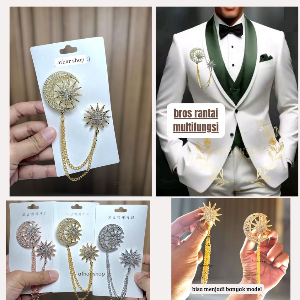 Jual Bros Rantai Kebaya Beskap / Bros Bulan Bintang Melayu Tanjak ...