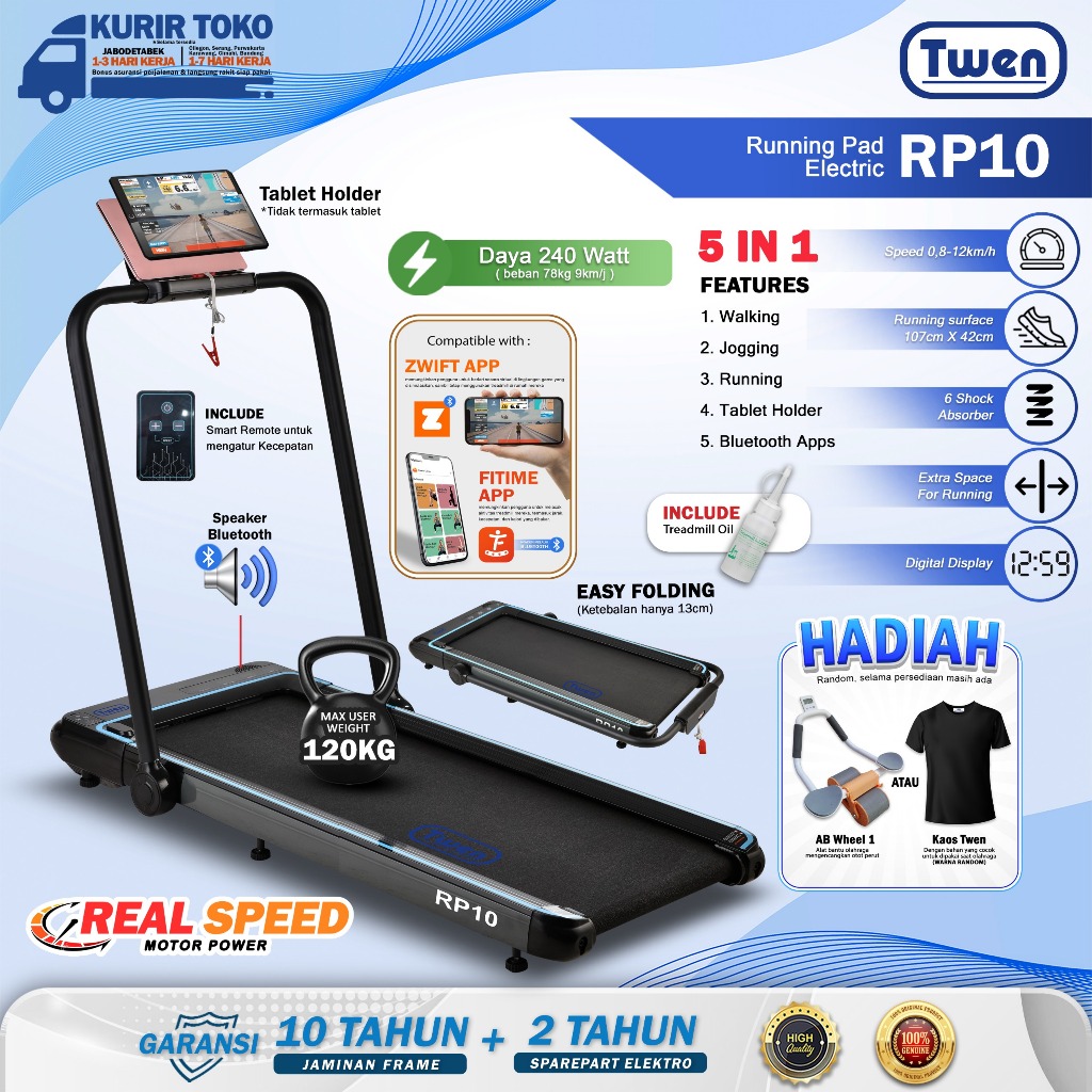 Jual TWEN RP10 Treadmill Listrik Treadmill Portable Treadmill Walking ...