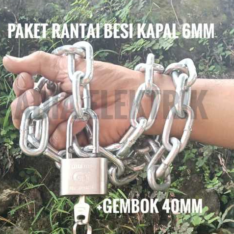 Jual Paket Rantai Besi Kapal 6mm + Gembok 40mm / Gembok Rantai ...