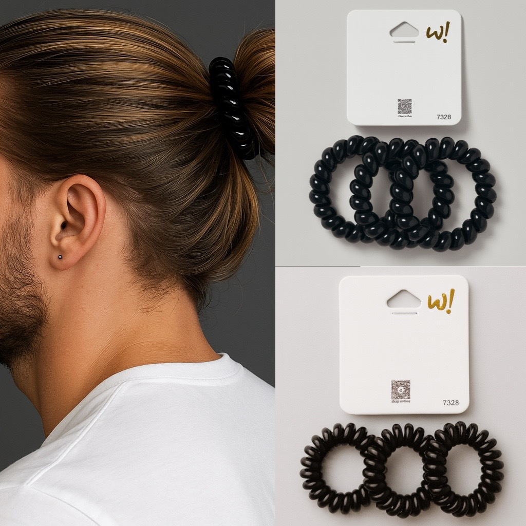 Jual W! Accessories Ikat Rambut Pria Hitam Spiral Premium Hitam (3pcs ...