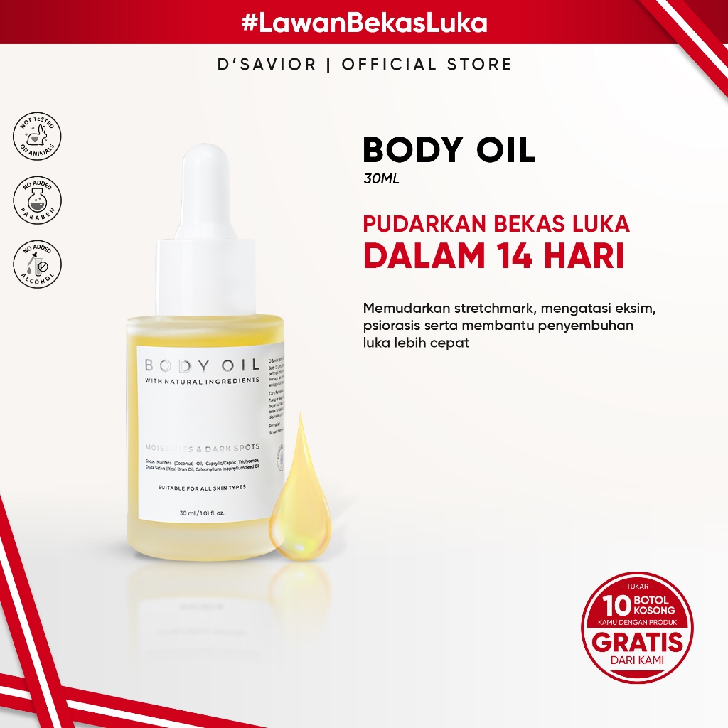 Jual [SPECIAL MEMBER] D’SAVIOR Body Oil 30ml | Penghilang Bekas Luka ...
