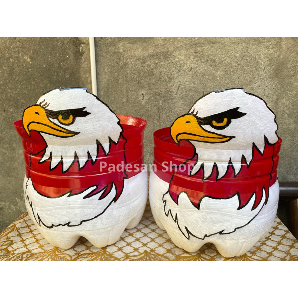 Prakarya Pot dari Galon le minerale 15Lt Motif Garuda Merah Putih