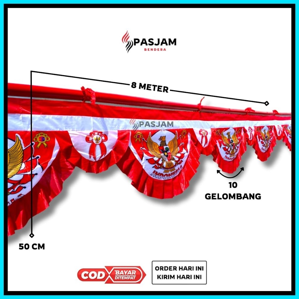 Jual Bendera Merah Putih Background Rumbai Bergelombang Dekorasi 17 ...