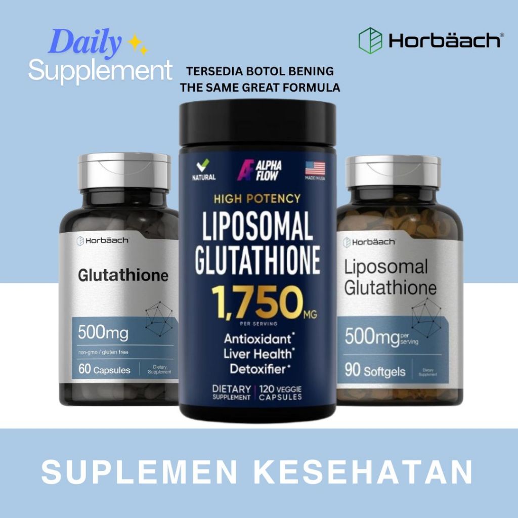 Jual Horbaach Liposomal Glutathione 500mg - 90 Softgels Non-GMO Gluten Free