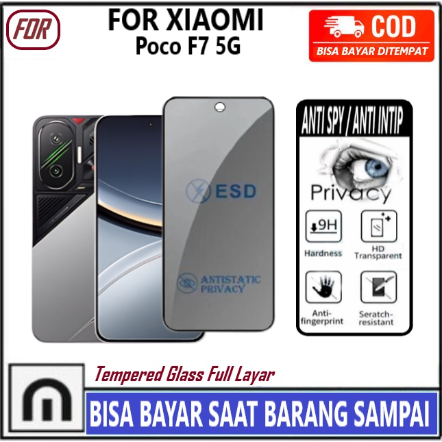 2 Pellicole Privacy Anti-Spy Per Xiaomi Poco F7 5G - Vetro Temperato 9H