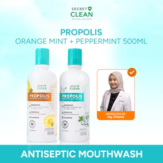 Secret Clean Paket Propolis Antiseptic Mouthwash 500ml - 2 Pcs with Probiotic & Fluoride | Obat Kumur Antiseptik