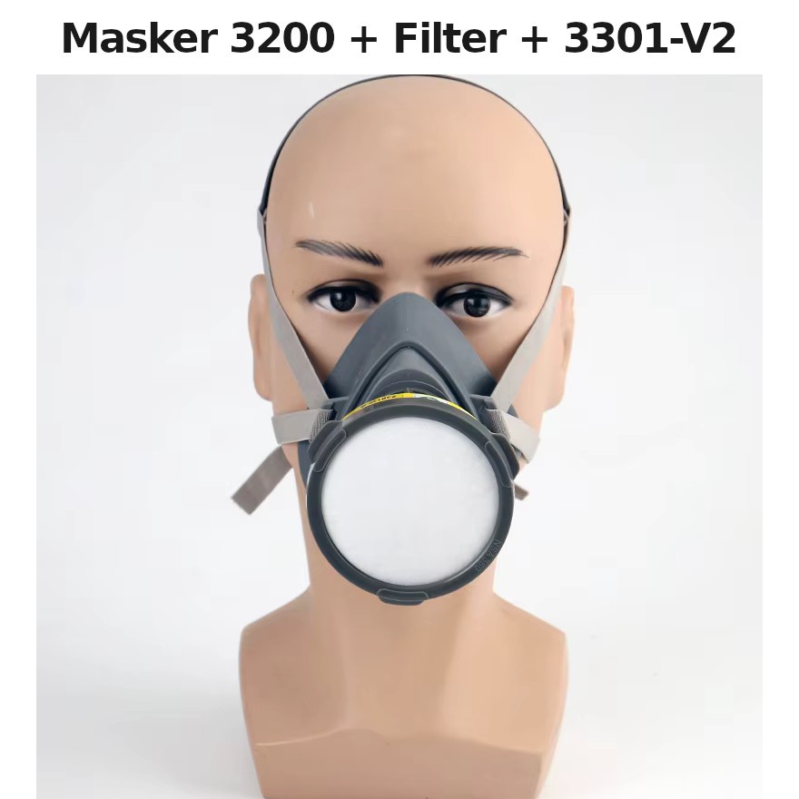 Jual Masker Gas 3200 + 3301 3301CN Safety Half Mask Respirator ...