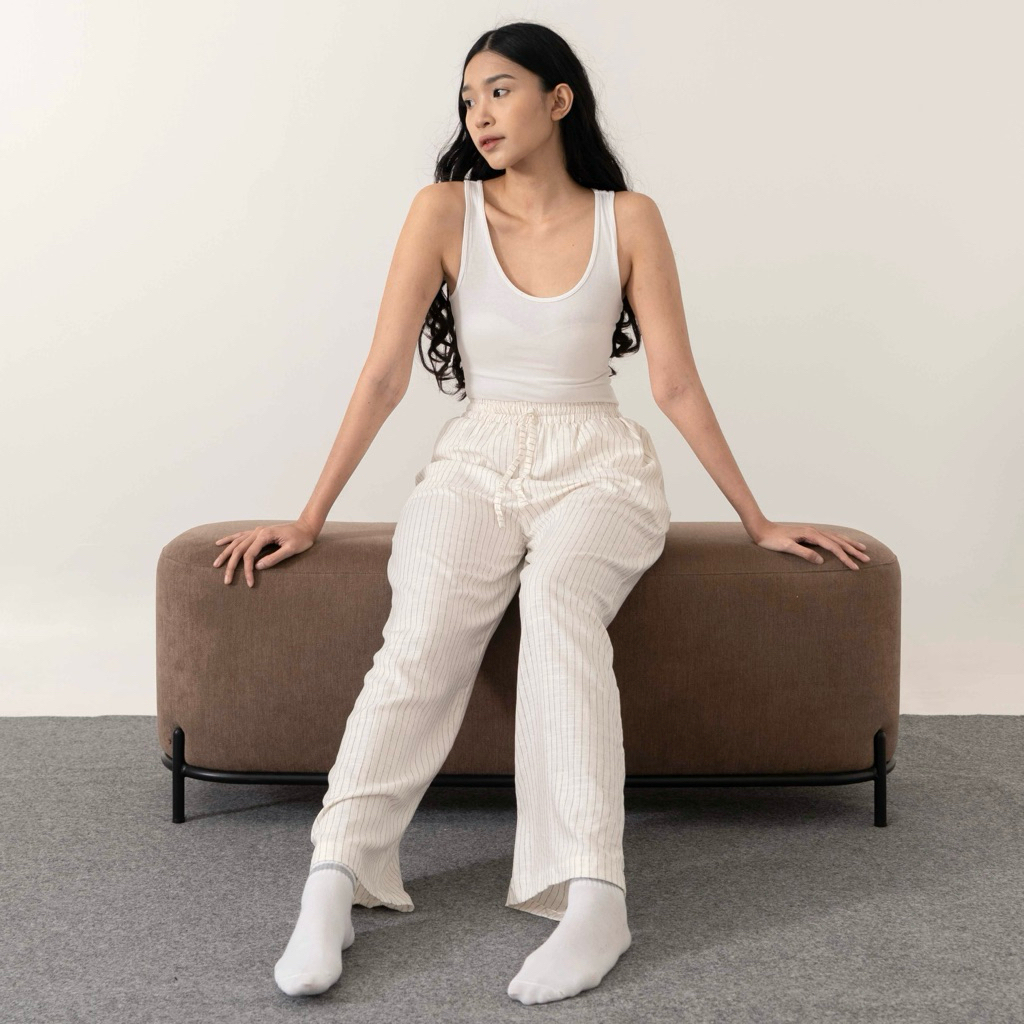 Jual SHOPATCLOTH - Locy Linen Stripe Pants | Shopee Indonesia