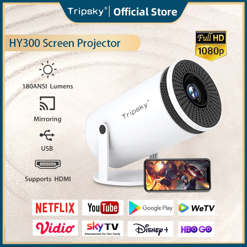 Jual Tripsky Proyektor HY300 MINI Smart Projector 180 ANSI Lumens 1080P ...