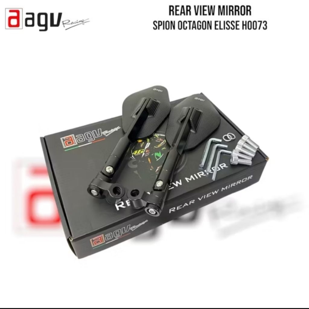 Jual Spion oktagon AGV RACING H0073 kaca datar lebar aluminium cnc ...