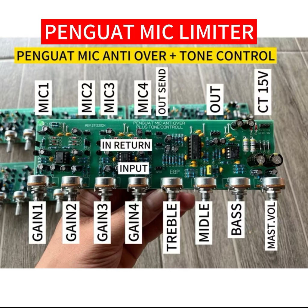 Jual Kit penguat mic anti over 4 input plus tone control | Shopee Indonesia