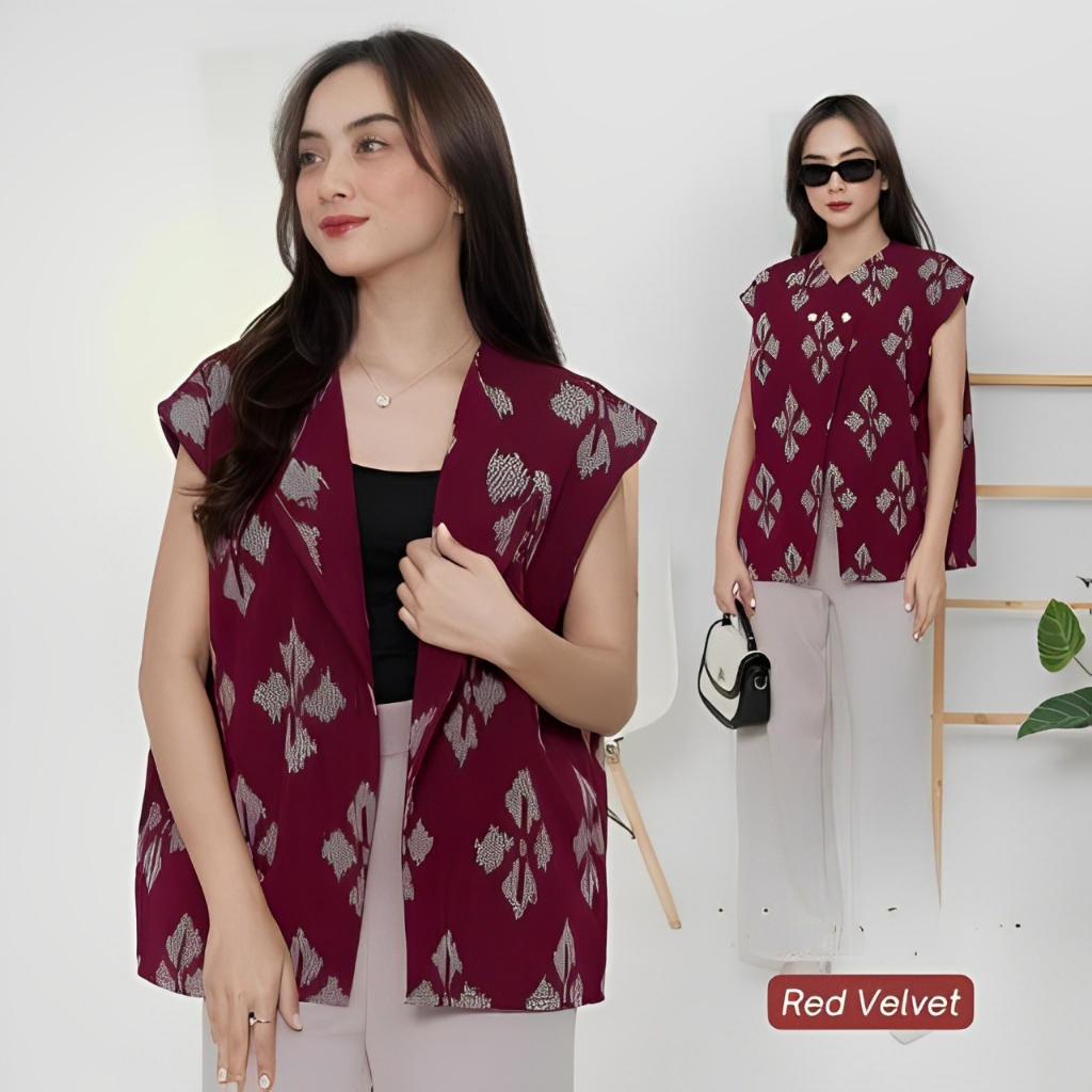 Jual YURA Vest Tenun Outer Premium Rompi Atasan Vest Batik Wanita ...
