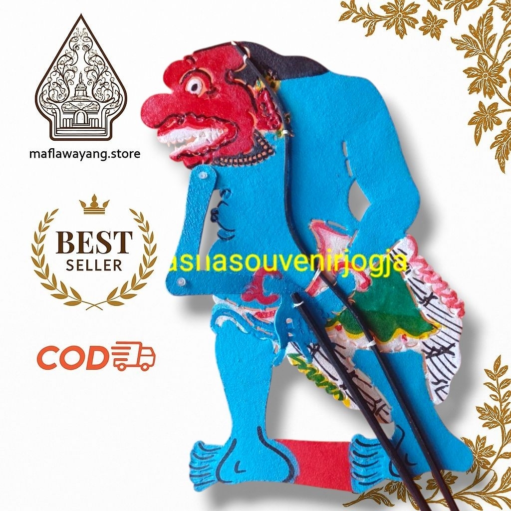Jual WAYANG kulit BUTO PUNUK BIRU BAHAN ASLI KULIT SAPI UKURAN FULL ...