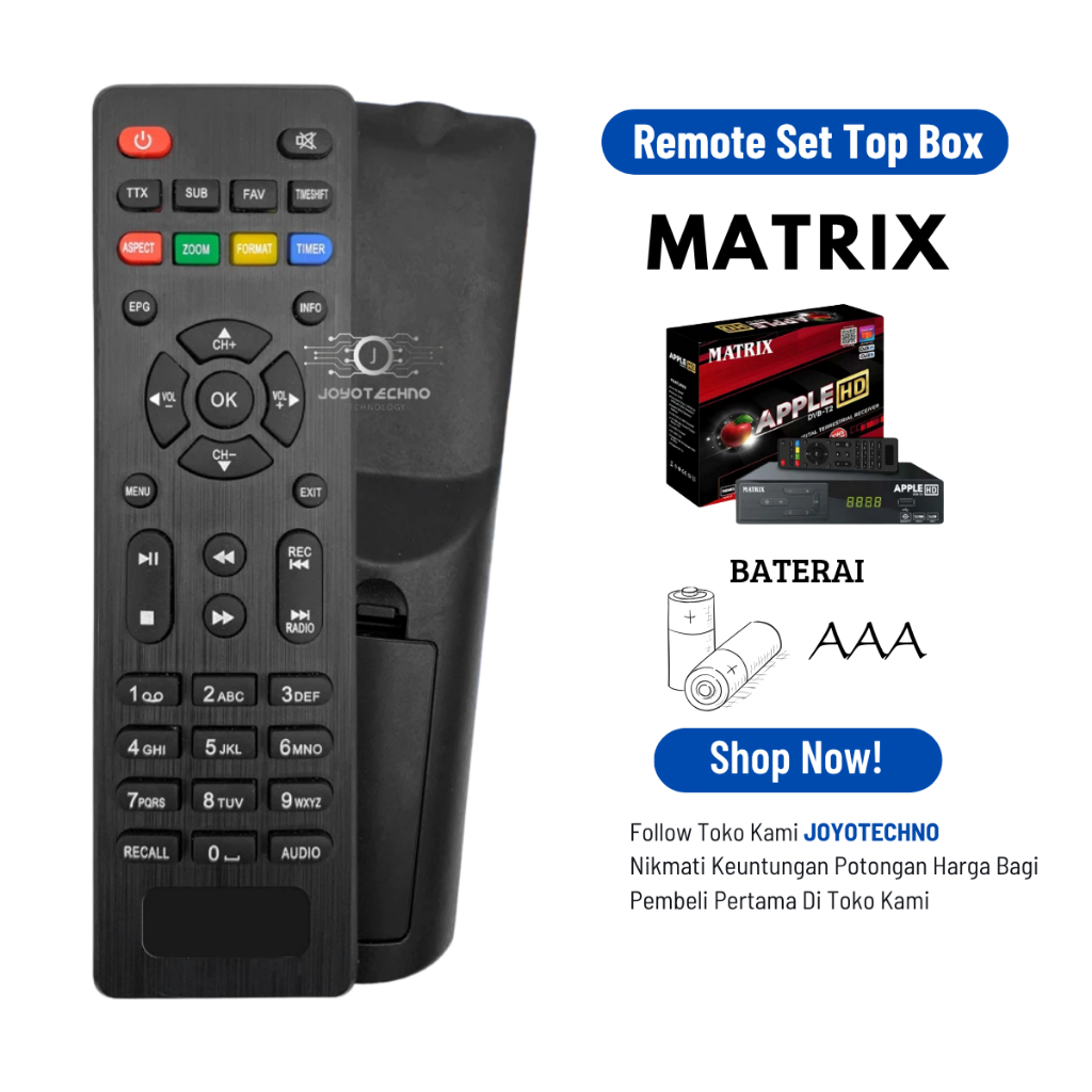 Jual Remot Remote STB Receiver Parabola Matrix Apple Merah HD DVB T2 ...