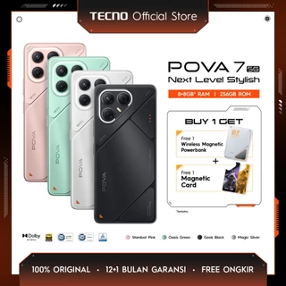 TECNO POVA 7 5G 8+8GB*/256GB, 6000 mAh, Mediatek D7300 Ultimate, 144Hz Smooth Display , 50MP Primary Camera, Wireless Powerbank, Android 15 - HiOS 15 - POVA7