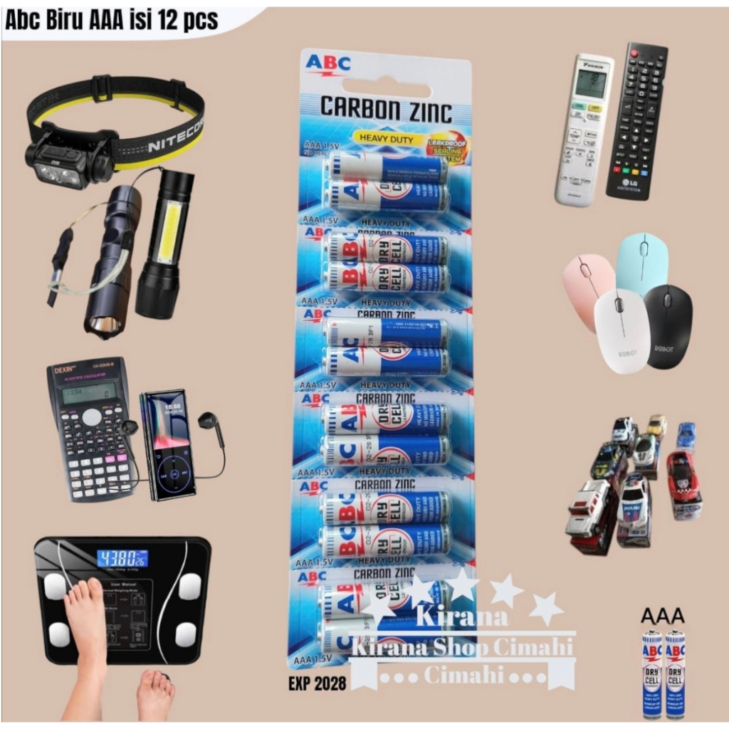 Jual BATRE REMOTE AAA ABC BIRU ISI 12PCS / 1 RENTENG ABC BIRU A3 ISI 1 ...