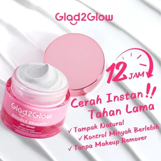 Glad2Glow Double Bright Day Cream tone up cerah moisturizer brightening wajah cream pemutih wajah day cream Night Cream whitening cream skincare glowing BB cream Niacinamide  Mencerahkan warna kulit halus g2glow official store