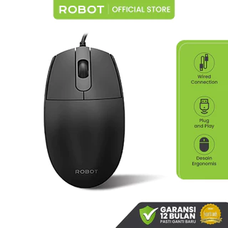 ROBOT Mouse Kabel Optical Mouse Kantor berkabel M102 Untuk Laptop Komputer PC Original Garansi 1 Tahun