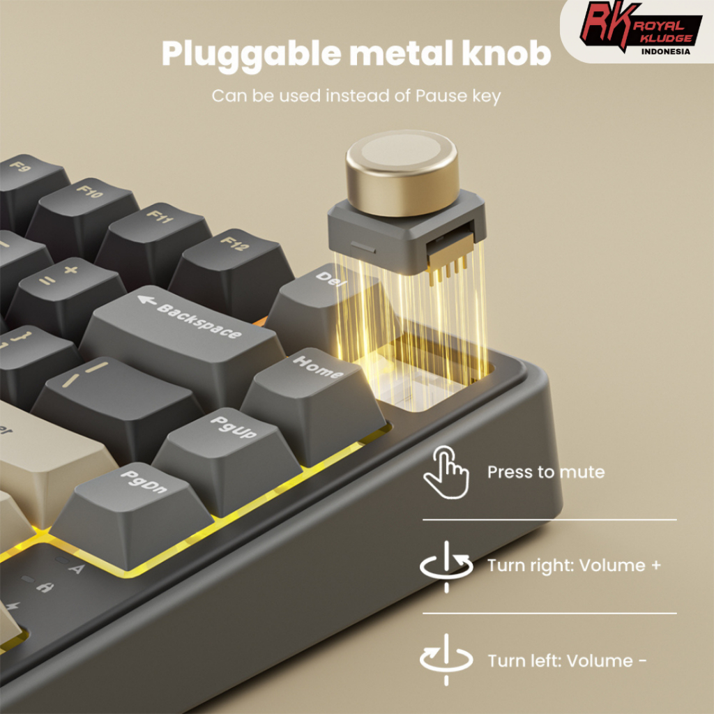 Jual Royal Kludge RK R75 Pro Wireless QMK/VIA 3-Mode Pluggable Knob 75% ...