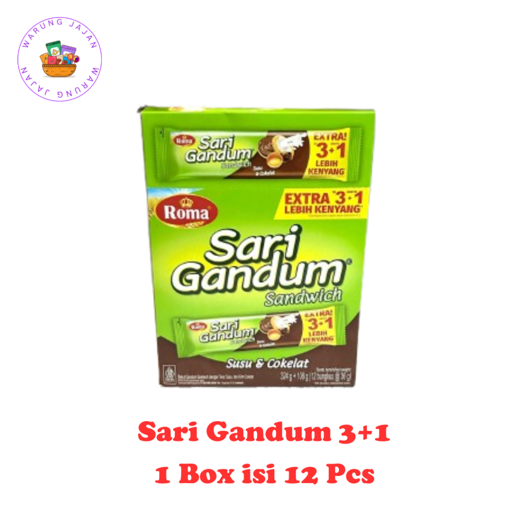 Jual Sari Gandum Sandwich isi 3+1 keping - 1 box isi 12 sachet | Shopee ...