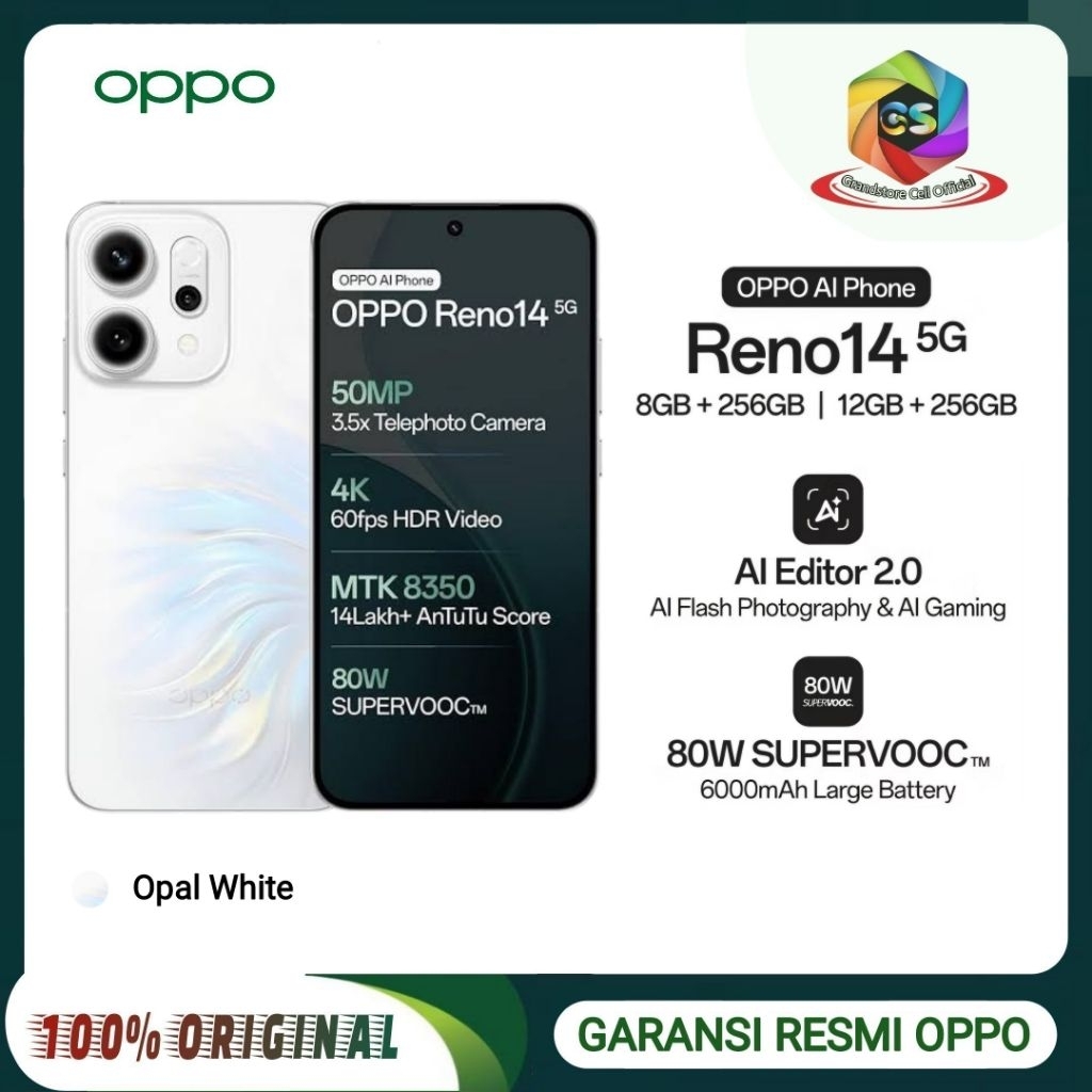 Jual OPPO RENO 14 5G (8GB+256GB) (12GB+256GB) - MediaTek Dimensity 8350 ...