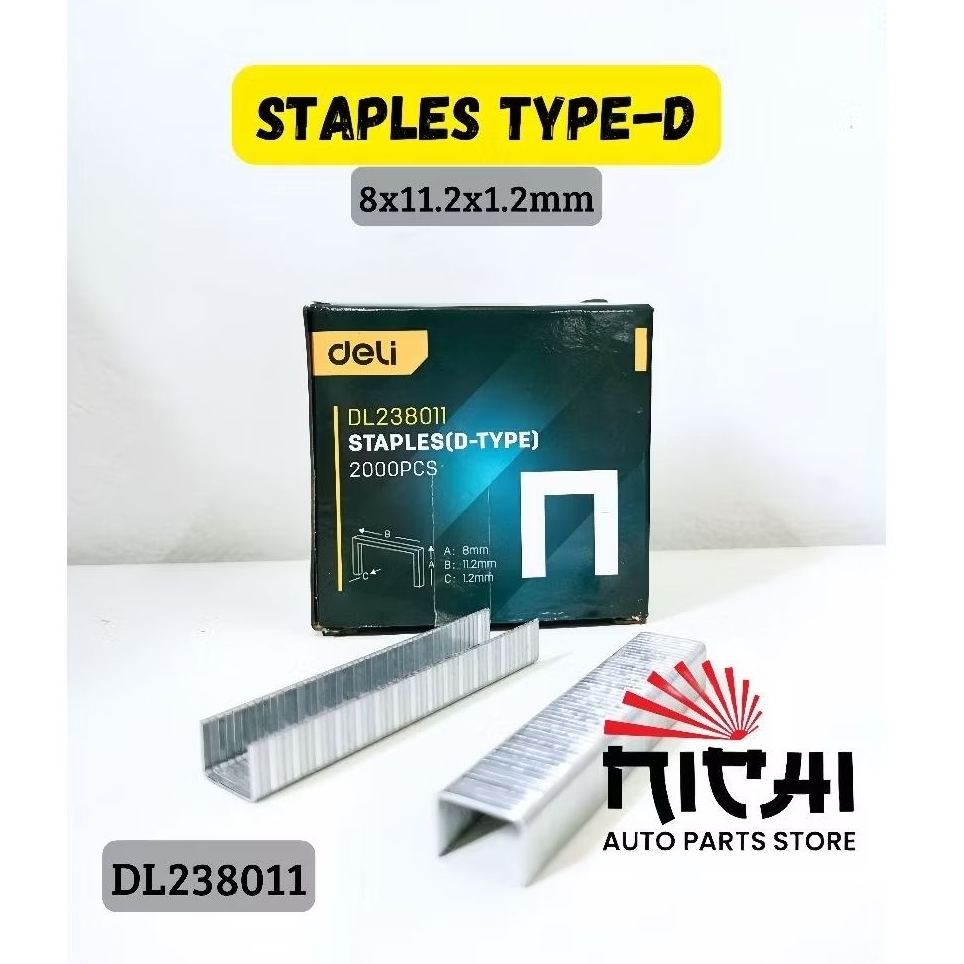 Jual STAPLES TYPE D 8x11.2x1.2mm DELI DL238011 | Shopee Indonesia