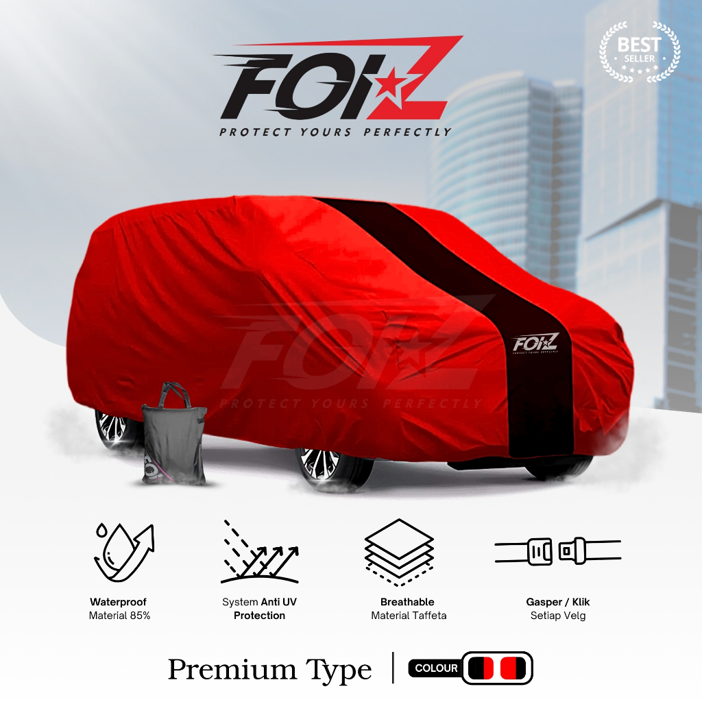 MM FOIZ Body Cover Mobil Avanza, Xenia, Ertiga Lama, Wrv, Hrv, Calya, Sigra Sarung Penutup Mobil Hitam List 1 Satu Taffeta Foiz Waterproof Outdoor / Indoor