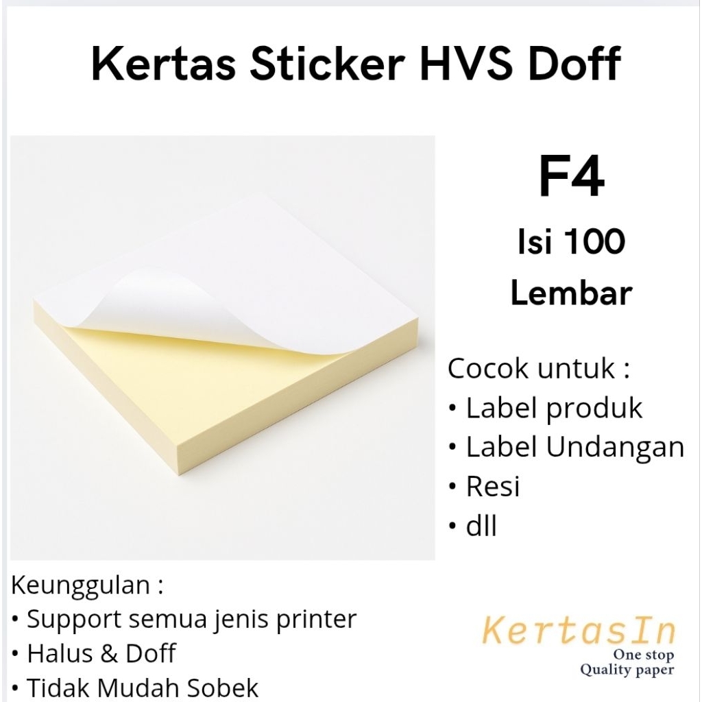 Jual Kertas Sticker HVS Doff F4 Isi 100 Lembar | Sticker Label dan ...