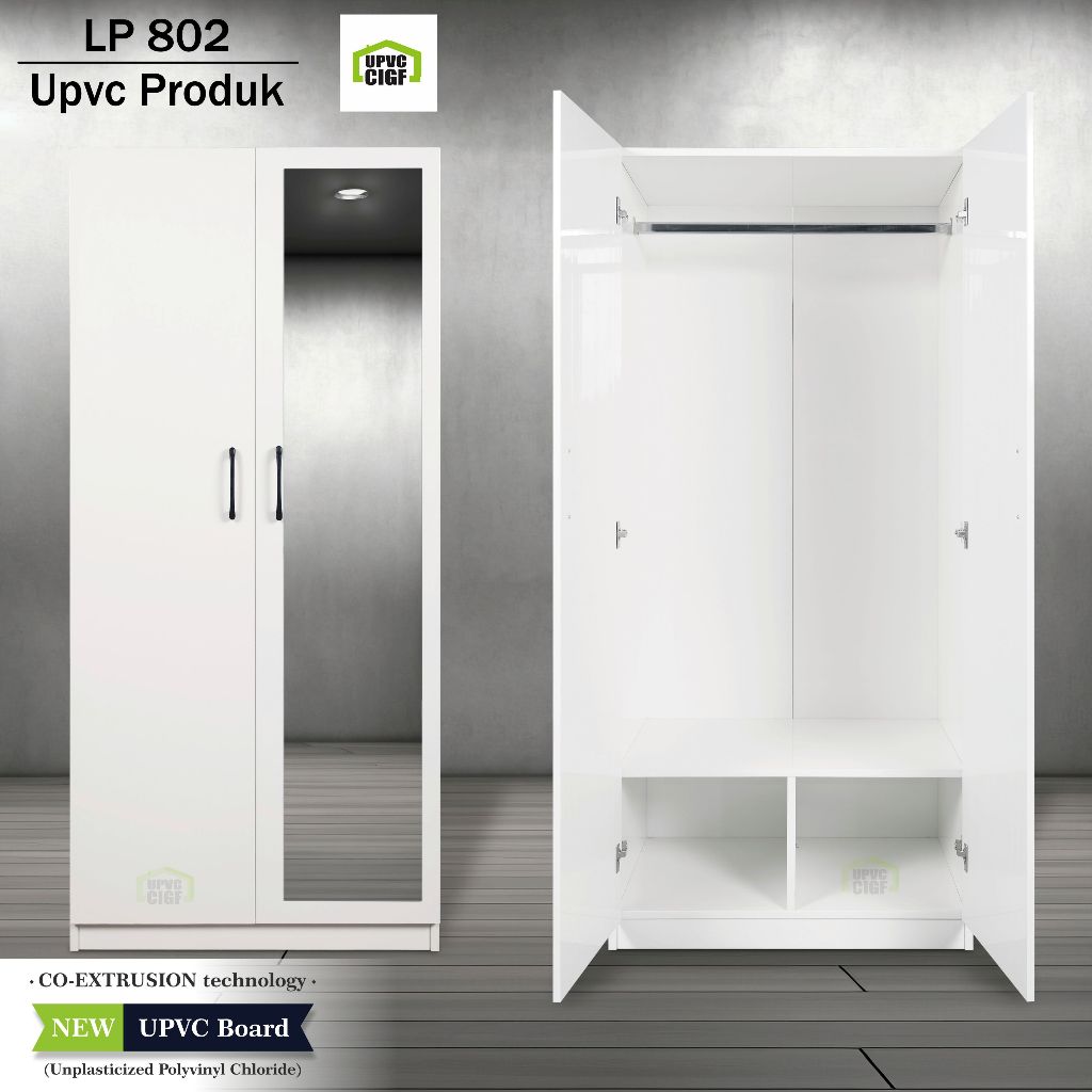 Jual Lemari Pakaian 2 Pintu Full UPVC LP 802 Furniture Anti Rayap Anti ...