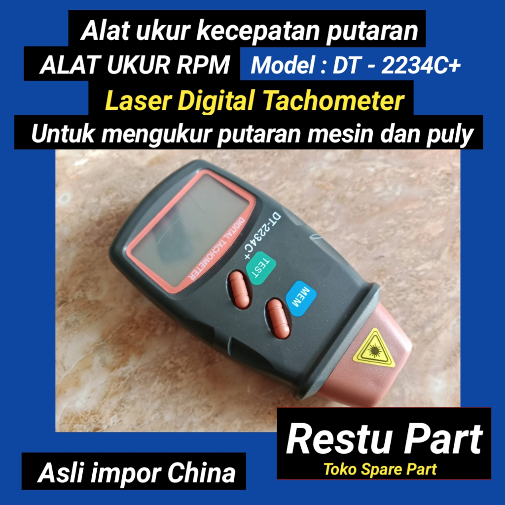 Jual Alat Ukur Kecepatan Putaran RPM mesin dan Pully, Tachometer LCD ...