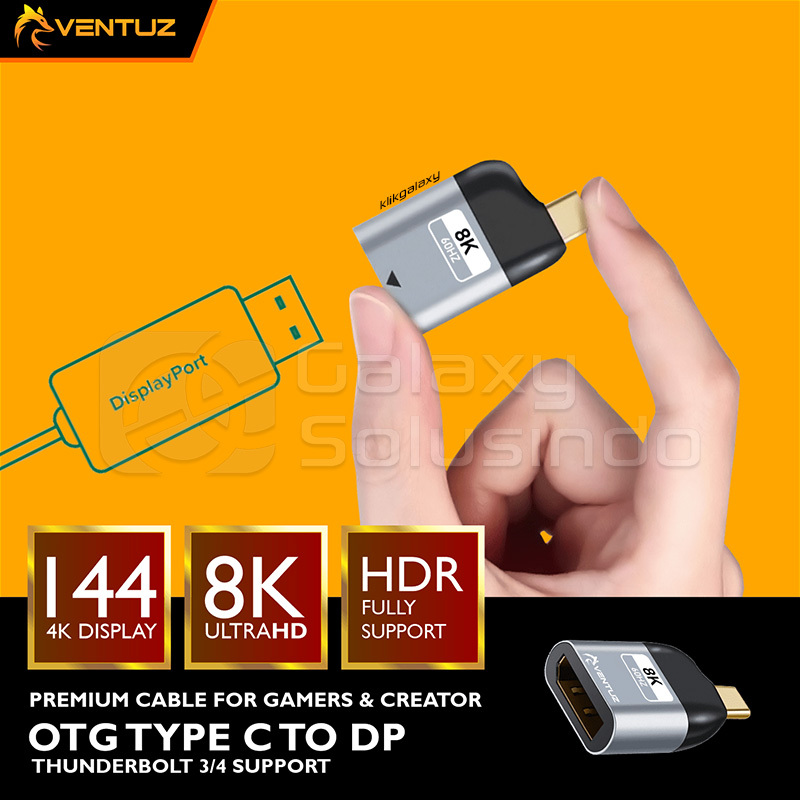 Jual VENTUZ OTG TYPE C TO Display Port ADAPTER DP THUNDERBOLT 4 SUPPORT ...