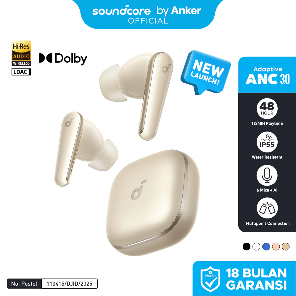 Soundcore Liberty 5 ANC by Anker, Noise-Cancelling Wireless Earbuds, 2x Stronger Voice Reduction, Real-Time Adaptive