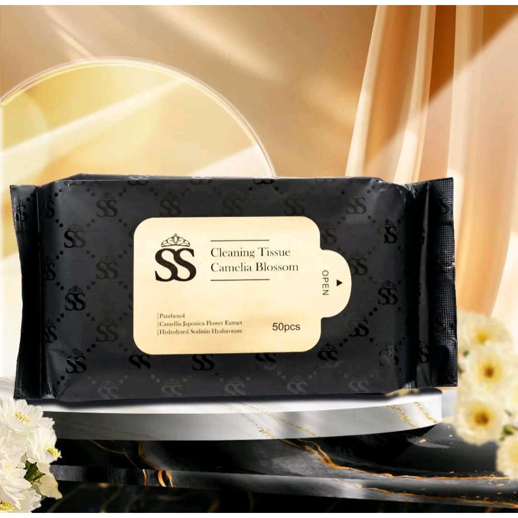 SSSKIN CLEANING TISSUE CAMELIA BLOSSOM isi 50 sachet & 10 sachet tisu remover free gift