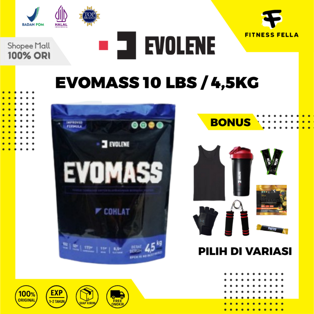 Jual Evolene Evomass 10lbs / 4,5kg (20 Servings) Suplemen Fitness Mass ...