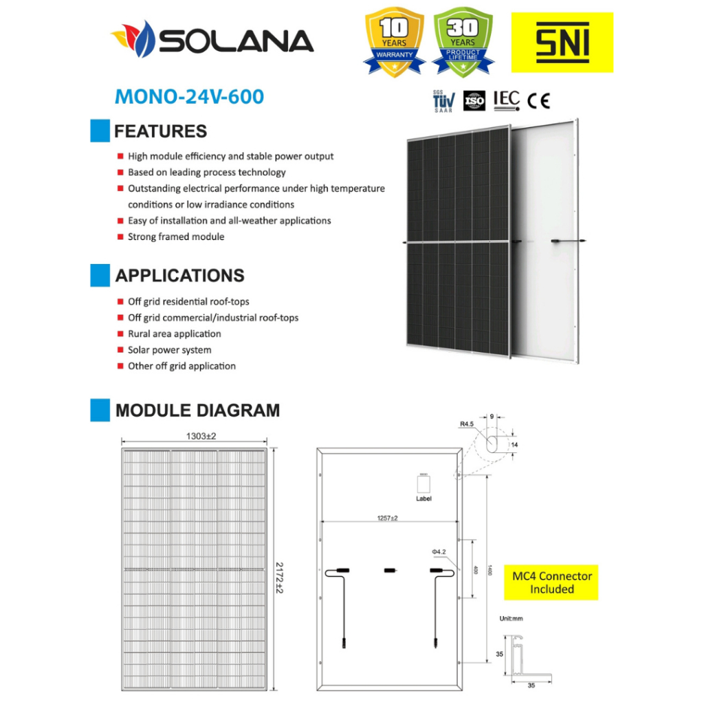 Jual Solana Solar Panel 600WP Monocrystalline / Panel Surya PV 600WP ...