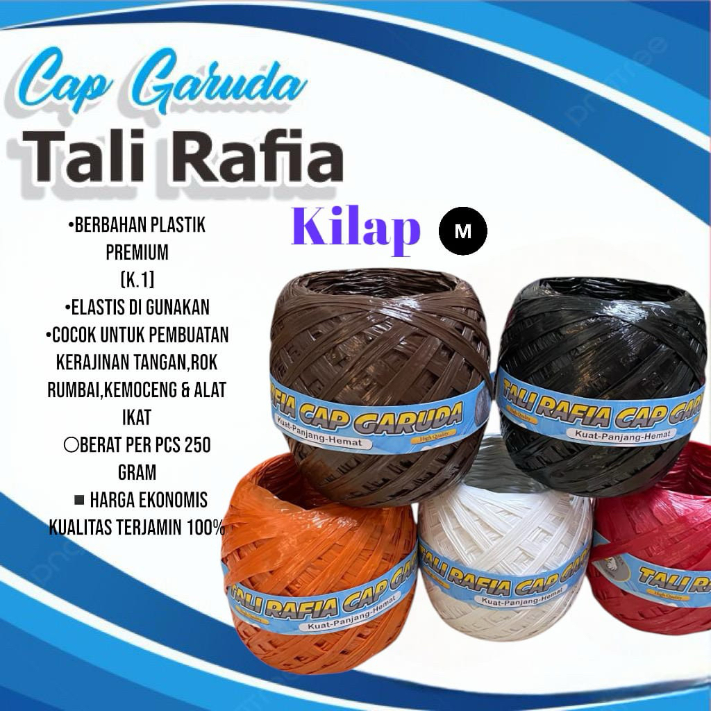 Jual Tali Rafia Cap Garuda Warna kilap coklat,hitam,orange,putih,merah ...