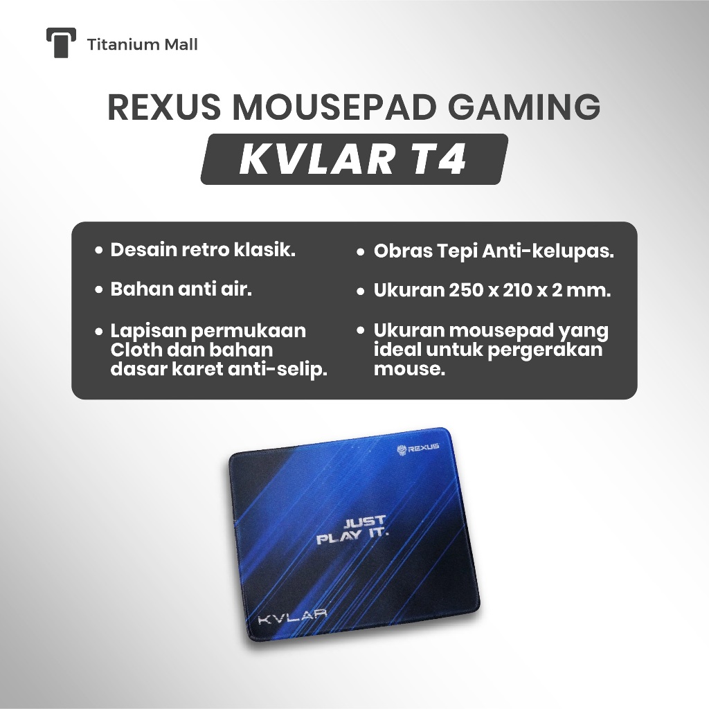 Jual Rexus Mouse Pad Kvlar T4 12 x 21 x 0.2 cm – Desain Ringkas ...