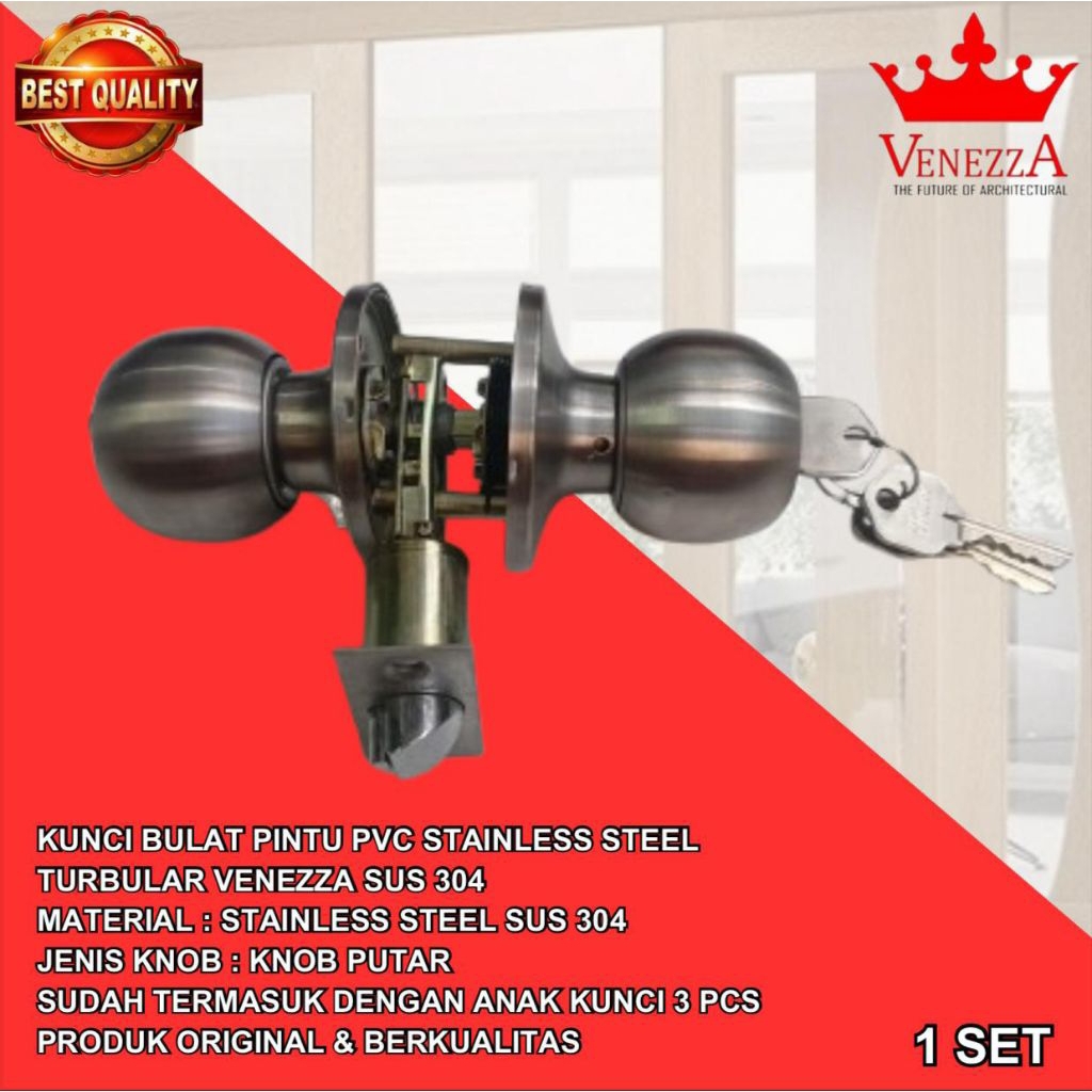 Jual Kunci Pintu Kamar Mandi/UPVC/PVC BULAT VENEZZA TURBULAR LOCK ...