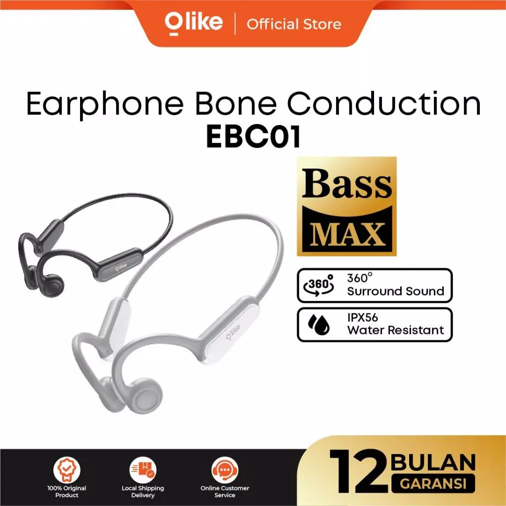 OLIKE TWS Wireless Earphone EBC01 Bone Conduction | Headset Bluetooth IPX56 Stereo Bass - Garansi Resmi 1 Tahun