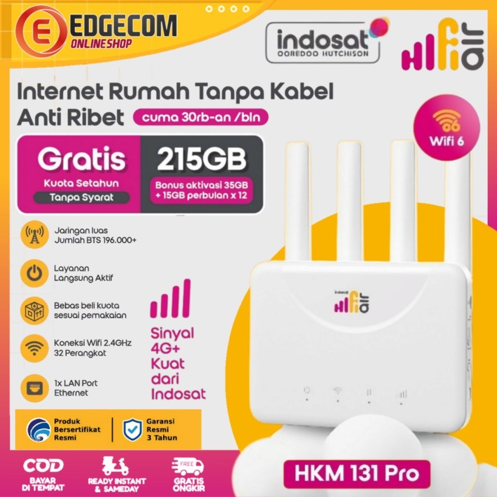 Jual Modem Wifi Indosat IM3 Hifi Air Router Wireless HKM 131 PRO 4G LTE ...
