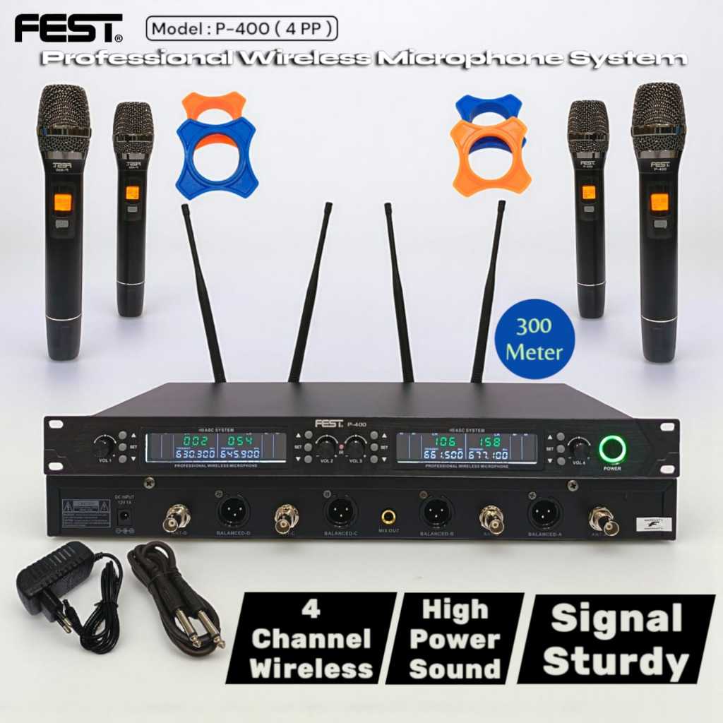 Jual MIC WIRELESS FEST P400 P 400 4 MIC PEGANG JARAK 300 METER | Shopee ...