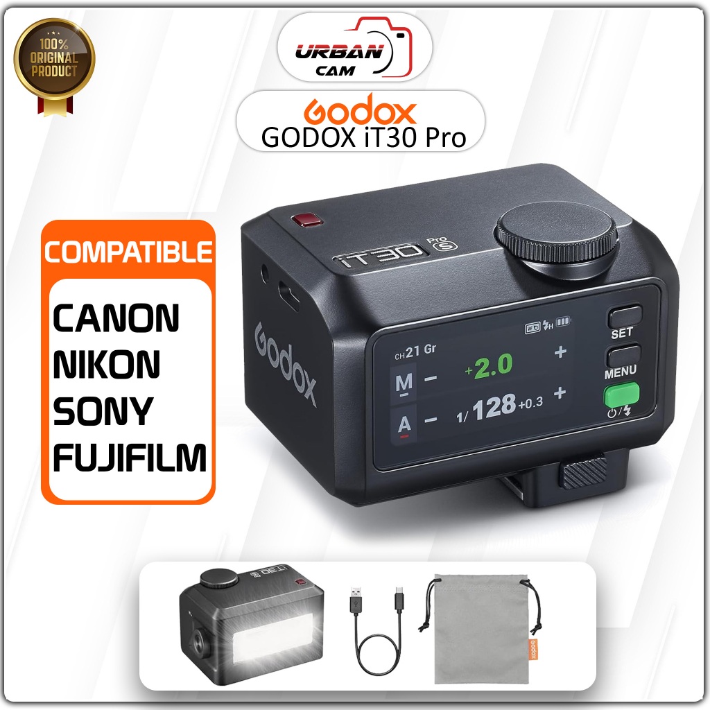Godox IT30Pro Mini Flash TTL Fuji - Écran Tactile, Maître/Récepteur, HSS 1/8000s, GN15