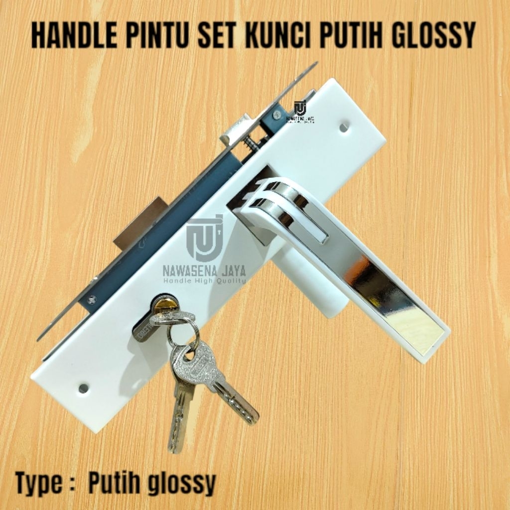 Jual Handle Set Kunci Besar PUTIH GLOSSY Kunci Pintu Ukuran Besar (25cm ...