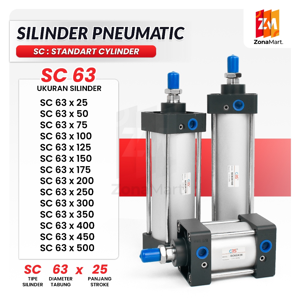 Jual Cylinder pneumatic SC 63 Angin Type SC Pneumatik Air Silinder ...