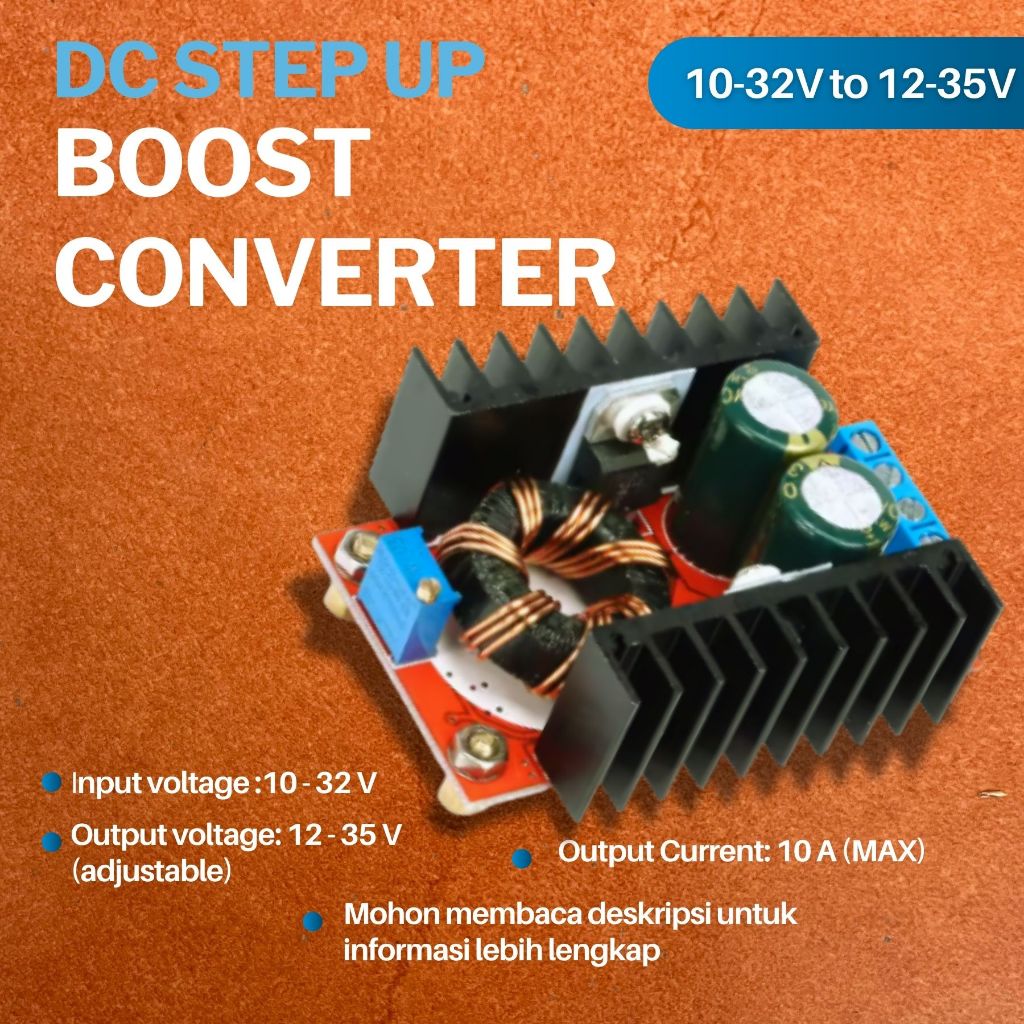 Jual 150W DC STEP UP BOOST CONVERTER 6A 10-32V TO 12-35V MODULE ...