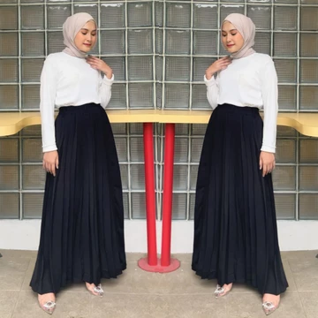 Aretha Pleated Skirt Rok Plisket Premium Tebal Rok Plisket Premium Jumbo Clara Basic Color